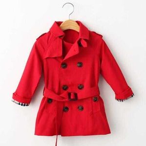 Trench-coat rouge pour garçons et filles, manteaux longs de Style Tench, automne-hiver, vestes à Double boutonnage à carreaux pour enfants, vêtements d'extérieur pour garçons
