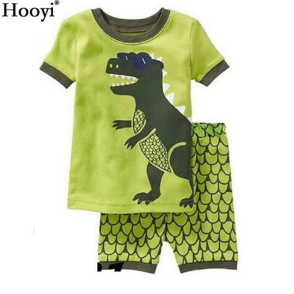 Moda niños pijamas traje verano niños dinosaurio bebé ropa de dormir ropa de bebé 100% algodón camiseta pantalones cortos suave 210413