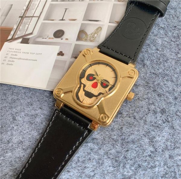 Montre à la mode BR Skull avec bracelet en cuir, montres en alliage à batterie, 26 modèles différents BR08190157555033291841