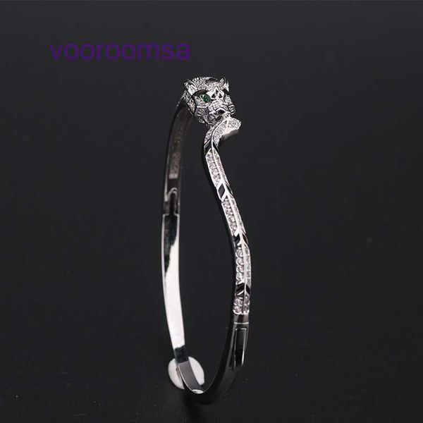 Bracelet de mode pour femmes, pneus de voiture, or rose, argent, bracelet asiatique, tête de léopard tachetée noire, diamant, anneau animal dominant personnalisé avec boîte d'origine