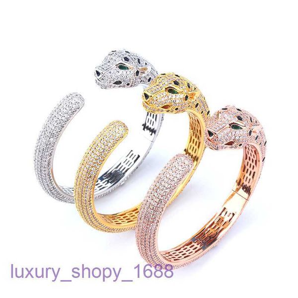 Pulsera de moda Neumáticos de coche Damas Oro rosa Plata Brazalete de dama Guta percha agresiva Diamante completo Boca de leopardo Conjunto de anillo de pulsera Moda Con caja original