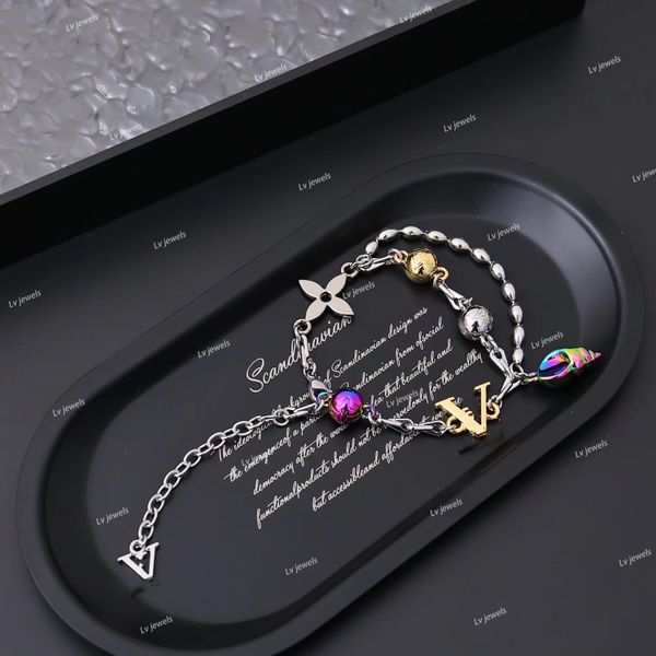 Pulsera de moda Diseñador Hombres Playa de plata Concha colorida Pulsera combinada de oro y plata Joyería de moda personalizada de alta calidad de lujo Pulsera de hombre