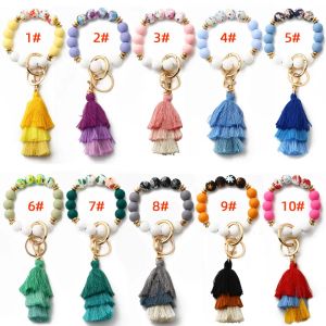 Fashion armband Party Boho Style Thread Tassel kleurrijke siliconen armband bedrukte siliconen kralenarmband groothandel 0409