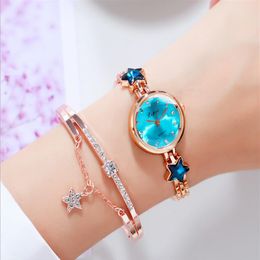 Pulsera de moda Temperamento Reloj para mujer Taladro de cristal creativo Relojes femeninos Contratados Dial pequeño Estrella Relojes de pulsera para mujer 235P