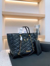 marque de mode 2pcs / set Femmes Gold Chain Crossbody Body Tote Sac Luxury Messenger 36cm sacs à main classiques 5A Quality Leather Shopping Wallet Y001