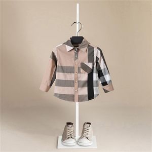 Mode Merk Babykleding Herfst Top Jongen Shirt Lange Mouwen Plaid Shirts Meisje Katoenen Blouse Kinderkleding 210713