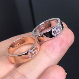 Anillo H de diseñador de marca de moda, nuevo anillo de diamantes con nariz de cerdo, joyería de regalo de fiesta antigua rosa de plata