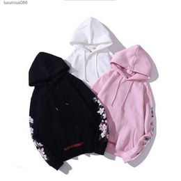 Modemerk Designer Hoodies Herfst Offs Meichao Cherry Flower Losse Casual Hooded Sweater Heren- en damesjassen Vjeu