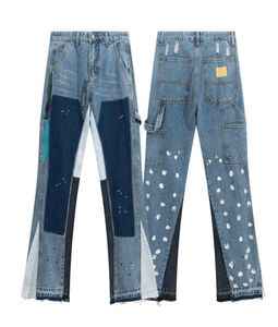 Pantalon de créateur de marque de mode Gallxxyed Patchwork Jeans Men039s et Women039s Ink Splashing Washing Micro Casual Tripant2640308