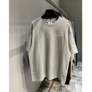 T-shirt de créateur de marque de mode T-shirt à manches courtes brodé de haute qualité pour hommes et femmes Balanciagas gris clair