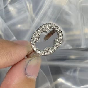 Modemerk dubbele letter ring vrouwen kristal ring high edition 18k gouden ring mannen luxe ontwerper ring paar roestvrij staal cadeau