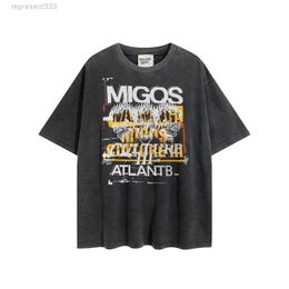 Fashion galleryes shirt Merk Fog High Street Loose Migos Branded Water Wash Oversized T-shirt met korte mouwen JAII