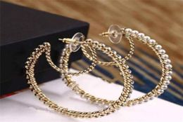 Marque de mode a des timbres Moon Pearl Hoop Boucles d'oreilles aretes pour lady Women Party Wedding Mari Jewelry Engagement Lovers Gift with B7323528