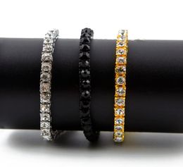 Modemerk HQ Designers armbanden Men Iced 1 Row Rhinestones Bracelet Men Hip Hop Style Clear Simulated Diamond Bangles4065748