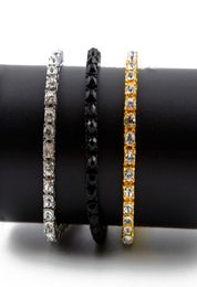 Marque de mode HQ Designers Bracelets Hommes Glacé 1 Rangée Strass Bracelet Hommes Hip Hop Style Clair Simulé Diamant Bangles1861234