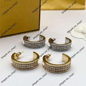 Modemerk sieraden oorbellen Nieuwe Brief Volledige Diamanten Oorbellen voor Dames en Hoge Kwaliteit Zilveren Naald