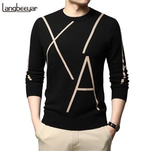 Modemerk gebreide high -end designer winterwol -pullover zwarte trui voor man cool Autum Casual Jumper Mens Clothing 210820