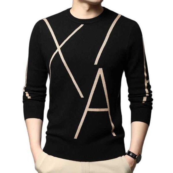 Marque de mode tricot haut de gamme Designer hiver laine pull noir pull pour homme Cool automne décontracté pull hommes vêtements 210929