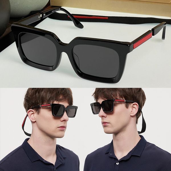 Marque de mode Linea Rossa Designer Lunettes de soleil Spr09A Hommes Femmes Noir Square Runway Sun Verre Lunettes de luxe Lunettes Pilote Polaroid Lentille en verre avec boîte et ruban adhésif