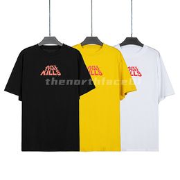 Marque de mode De Luxe Hommes T-shirt Conception Lettre Imprimer Col Rond À Manches Courtes D'été Lâche T-Shirt Top Noir Blanc Jaune