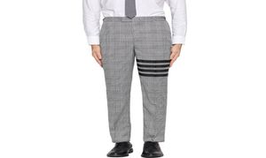 Marque de mode hommes pantalons décontractés gris plaid noire à rayures et à l'automne Business Trafants formels6754624