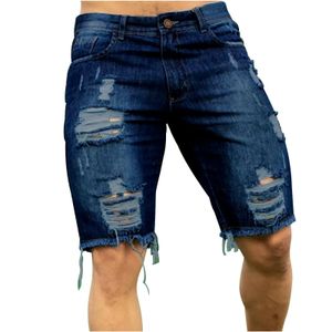 Marque de mode hommes Jeans Shorts trou Streetwear Harajuku Slim droit Denim Shorts été décontracté Baggy déchiré Jeans pour hommes 240306
