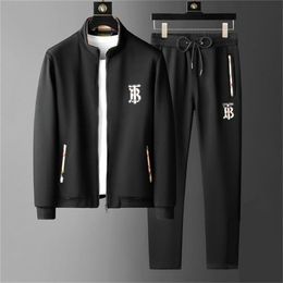 Marque de mode hommes automne et hiver nouveau costume de sport mode haut de gamme col montant cardigan à capuche décontracté deux pièces ensemble