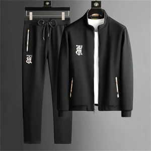 Marque de mode hommes automne et hiver nouveau costume de sport mode haut de gamme col montant Cardigan à capuche décontracté deux pièces ensemble 769