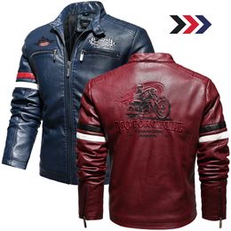 Vestes PU rétro de marque de mode hommes Slim Fit moto veste en cuir vêtements d'extérieur mâle chaud bombardier militaire manteau extérieur 201201
