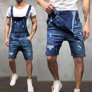 Mode-merk heren gescheurde jeans jumpsuits shorts 2019 zomer mode hi straat noodlijdende denim bib overalls voor man jarretelle broek