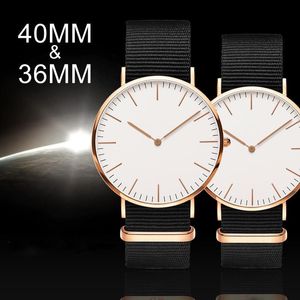 Mode Merk Mannen Sporthorloge 40mm Womens Casual Horloges 36mm Nylon Strap Orologio Uomo