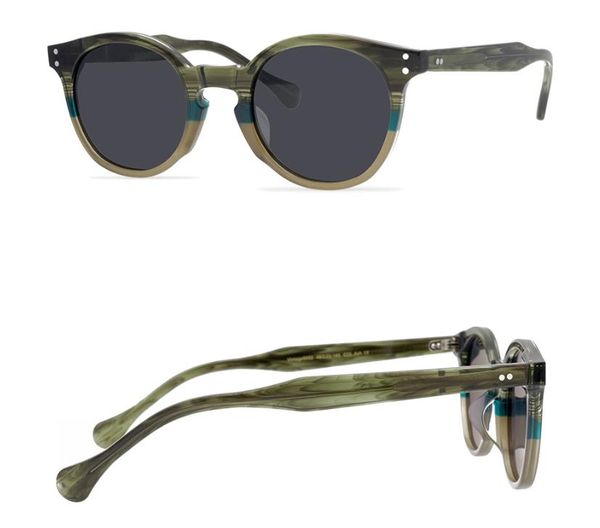 Marque hommes lunettes de soleil polarisées gris/vert foncé lentille lunettes de soleil rondes rétro planche lunettes pour femmes lunettes de soleil avec boîte