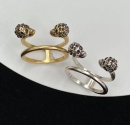 Marque de mode rétro cristal raminestone squelette band anneaux designers hommes femmes anneaux amoureurs bijoux