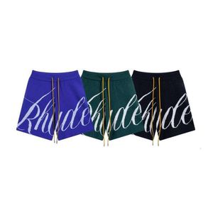 La lettre de rhude de marque de mode jacquard pull en tricot short décontracté pour hommes et femmes, American High Street Capris