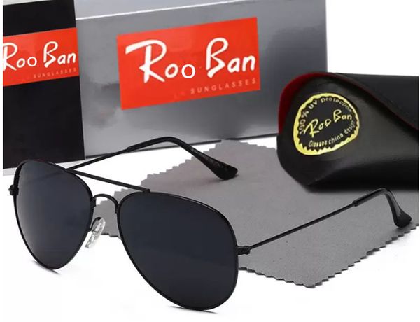 Marque de mode Roo Ban Lunettes de soleil Designer classique Lunettes polarisées Hommes Femmes Pilot Ray Band Lunettes de soleil UV400 Lunettes Sunnies Cadre en métal Polaroid Lentille