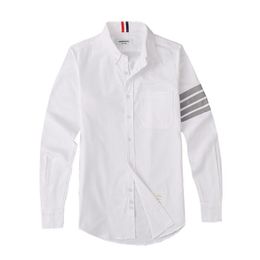 Mode Merk Shirts Mannen Slanke Witte Lange Mouwen Casual Shirt Turn Down Collar Oxford Stof Solid Herenkleding 210721
