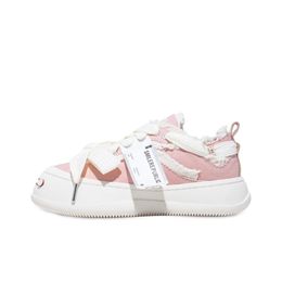 Marque de mode Smilerepublic Chaussures Casual Semelle Épaisse Toile Baskets Designer Mule Baskets Crème Rose Blanc Hommes Femmes Baskets En Plein Air