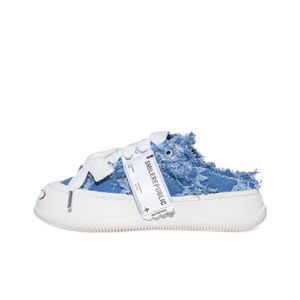 Marque de mode Smilerepublic Slippers décontractées épaisses baskets en toile Sneakers Designer Mule Sneakers crème Blue Blanc Men Femmes Outdoor Sneakers