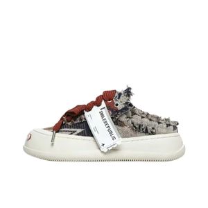 Marque de mode Smilerepublic Slippers décontractées Sneakers de toile épais Sneakers Designer Mule Sneakers crème Red Black Grey Men Femmes Outdoor Sneakers