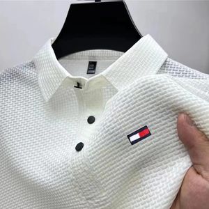 Modemerk zomerheren poloshirt hoogwaardige polo kraag korte mouw casual printing business mode polo shirt 240506