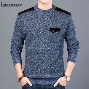 Modemerk trui voor herenpullovers slanke fit jumpers gebreide kleding o-neck herfst Koreaanse stijl casual kleding man 210909