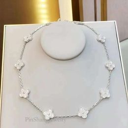 Modemerk van Clover voor dames hangersdesigner sieraden vergulde roestvrijstalen stalen stalen parmoil-of-pearl 10 volle diamanten bloem ketting
