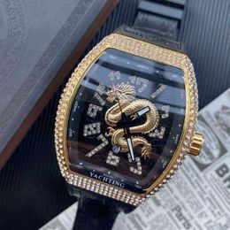 Montres de marque de mode hommes Tonneau cristal style Loong bracelet en cuir en caoutchouc montre-bracelet Muller FM18292w