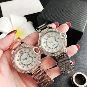 Montres de marque de mode femmes fille style cristal cadran bracelet en acier montre-bracelet à Quartz CA 10