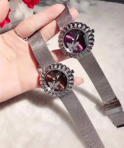 Mode Merk Horloges Vrouwen Meisje Crystal Flower Style Metal Steel Band Quartz Polshorloge Cha25