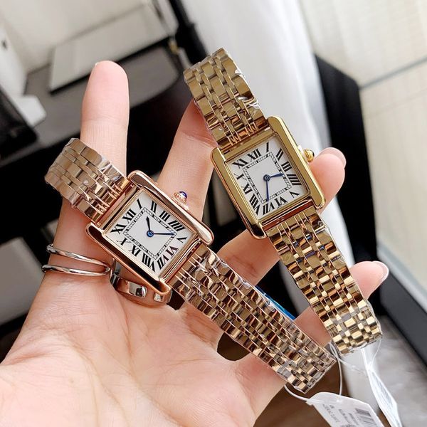 Marque de mode montres femmes fille Rectangle chiffres arabes cadran Style acier métal bonne qualité montre-bracelet de luxe C64