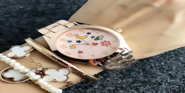 Marque de mode regarde Women039s Girls Butterfly Star Style Metal Steel Band Quartz Wrist Watch T1402011271