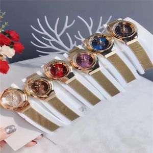 Modemerk Women Girl Rose Flower Style Metal Steel Band Magnetic Buckle Style Quartz Pols Watch DI09225U