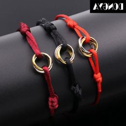 Marque de mode femmes amant Bracelet à la main corde chaîne Bracelet charme titane acier inoxydable trois cercles Carter Xmxsf