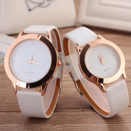 Modemerk Women Men Unisex Lovers 'lederen band Quartz Pols Watch 9255268s